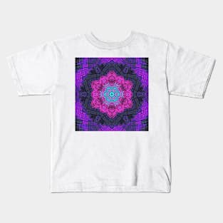 Weave Mandala Pink Purple and Blue Kids T-Shirt